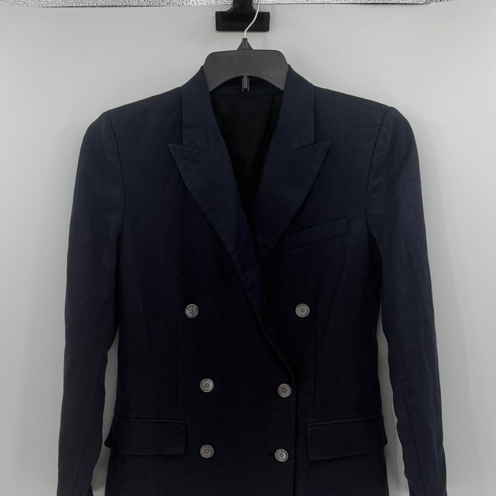 Alex Mill Bre Double Breasted Blazer in Linen - Dark Navy - XS - New with tags